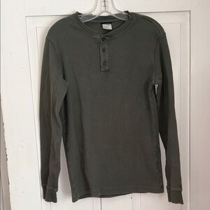 The North Face Men’s Waffle Knit Shirt Small Green Long Sleeve Henley Casual